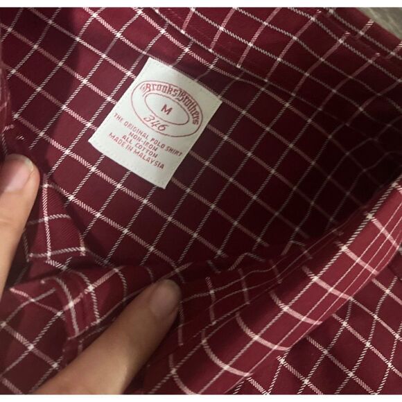Brooks Brothers Mens medium Red Checks Long Sleeve‎ Button Down Shirt - Picture 2 of 3